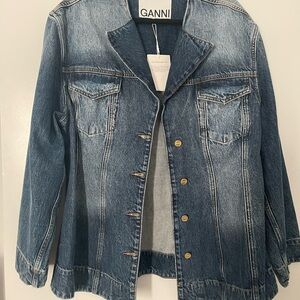 NWT Ganni Embellished Blue Denim Jacket